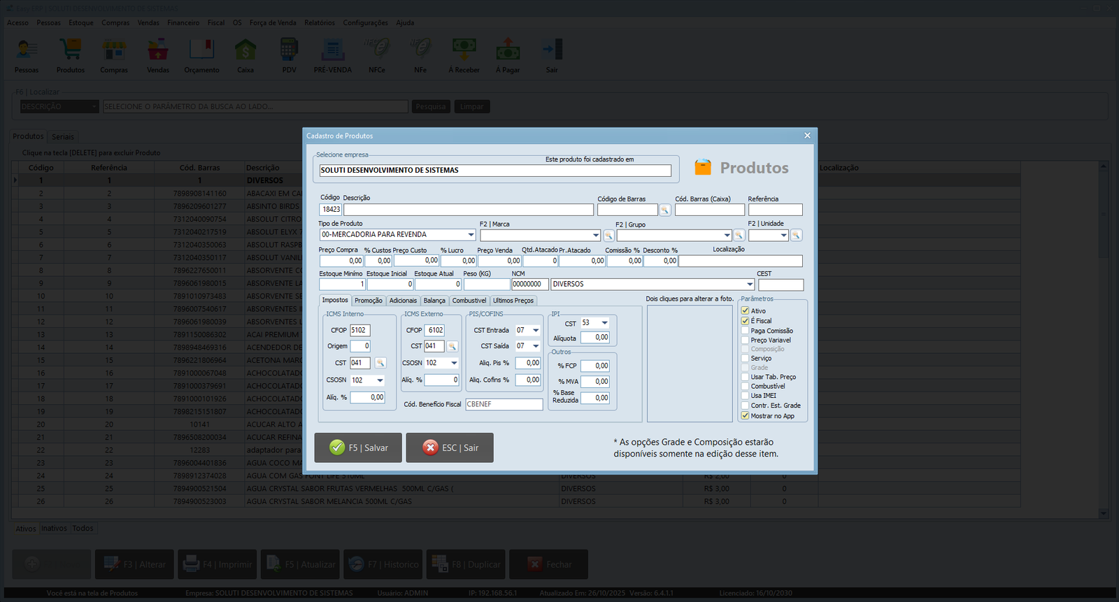 Cadastro de Produtos